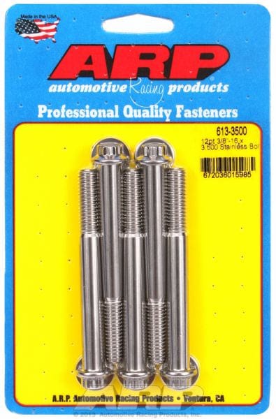 ARP 3/8" UNC x 3.500" UHL With 3/8" Socket Head ARP fasteners 5-Pack Bolt Kit, 12-Point Head S/S AR613-3500 SR