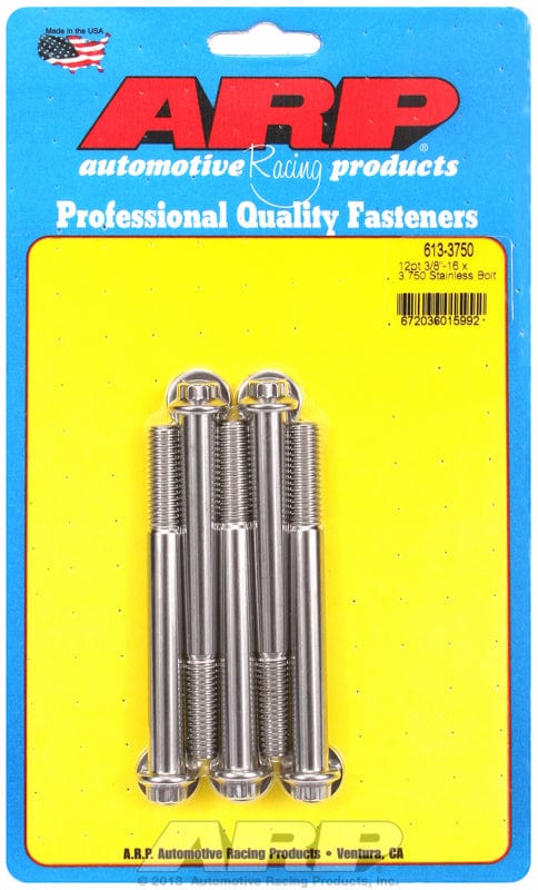 ARP 3/8" UNC x 3.750" UHL With 3/8" Socket Head ARP fasteners 5-Pack Bolt Kit, 12-Point Head S/S AR613-3750 SR