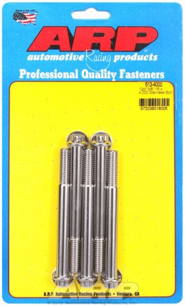 ARP 3/8" UNC x 4.000" UHL With 3/8" Socket Head ARP fasteners 5-Pack Bolt Kit, 12-Point Head S/S AR613-4000 SR