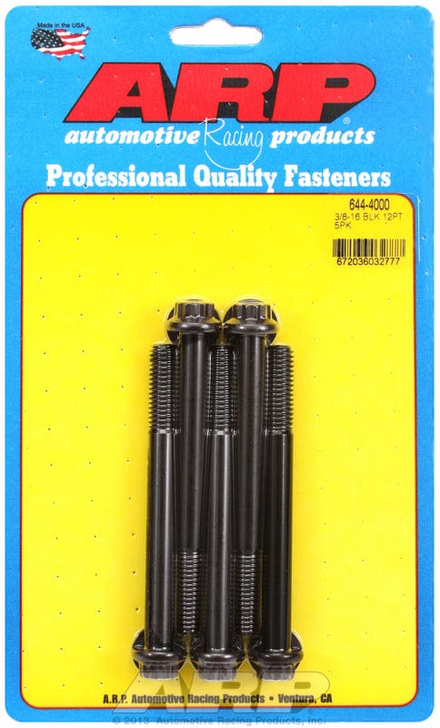 thumbnail image 2 of ARP 644-2000 5-Piece Bolt Kit – 3/8-16 Thread, 2.000 Inch Length, 12-Point Head, Chromoly Black Oxide 2 of 12