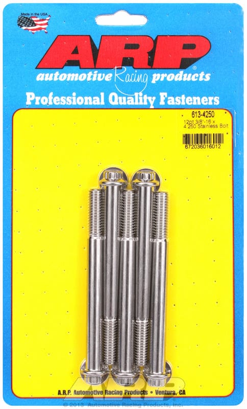 ARP 3/8" UNC x 4.250" UHL With 3/8" Socket Head ARP fasteners 5-Pack Bolt Kit, 12-Point Head S/S AR613-4250 SR