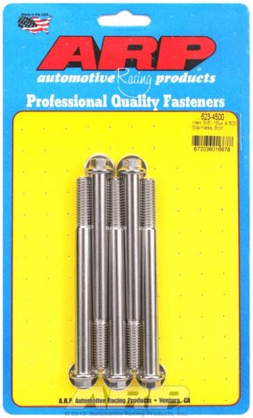 ARP 3/8" UNC x 4.500" UHL With 3/8" Socket ARP fasteners 5-Pack Bolt Kit, Hex Head S/S AR623-4500 SR
