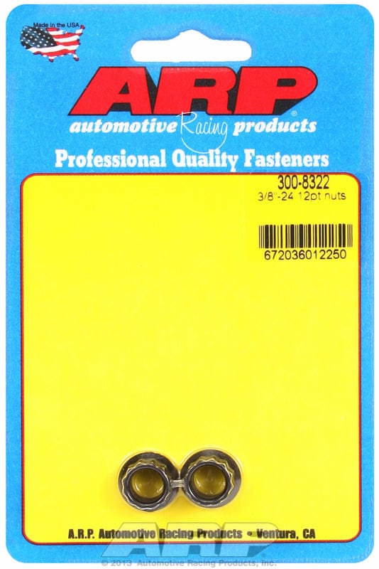 ARP 3/8" UNF Thread, 7/16" Socket (2-Pack) ARP fasteners 12-Point Nut, Chrome Moly Black Oxide AR300-8322 SR