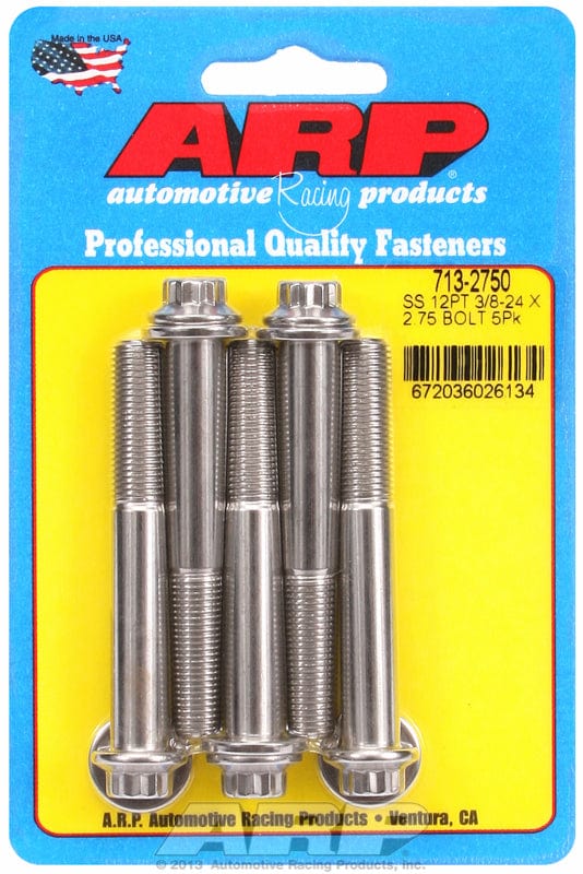 ARP 3/8" UNF x 2.750" UHL With 3/8" Socket Head ARP fasteners 5-Pack Bolt Kit, 12-Point Head S/S AR713-2750 SR