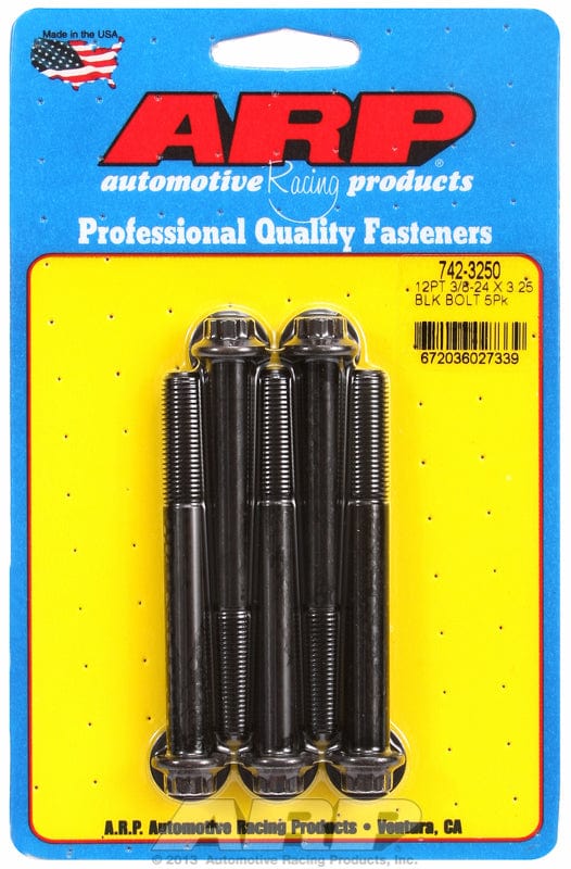 ARP 3/8" UNF x 3.250" UHL With 3/8" Socket Head ARP fasteners 5-Pack Bolt Kit, 12-Point Head Black Oxide AR742-3250 SR