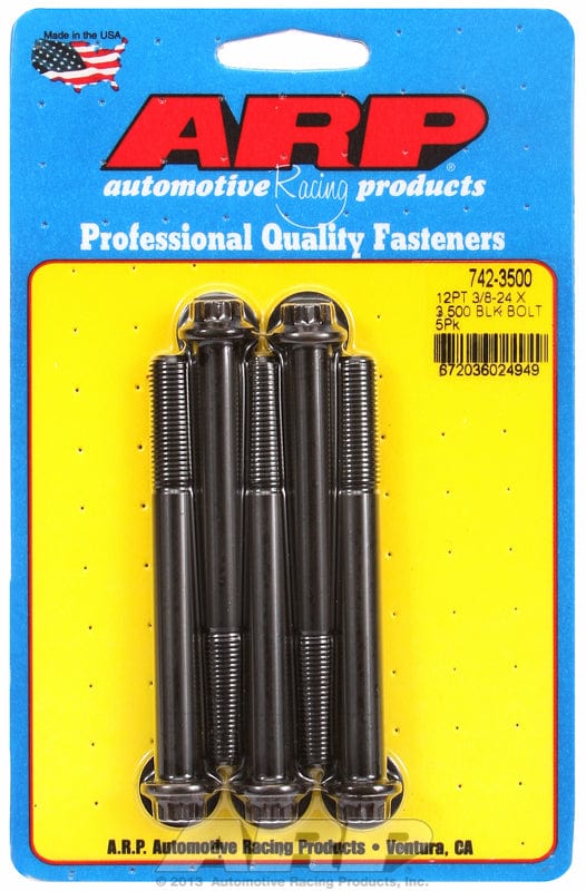 ARP 3/8" UNF x 3.500" UHL With 3/8" Socket Head ARP fasteners 5-Pack Bolt Kit, 12-Point Head Black Oxide AR742-3500 SR