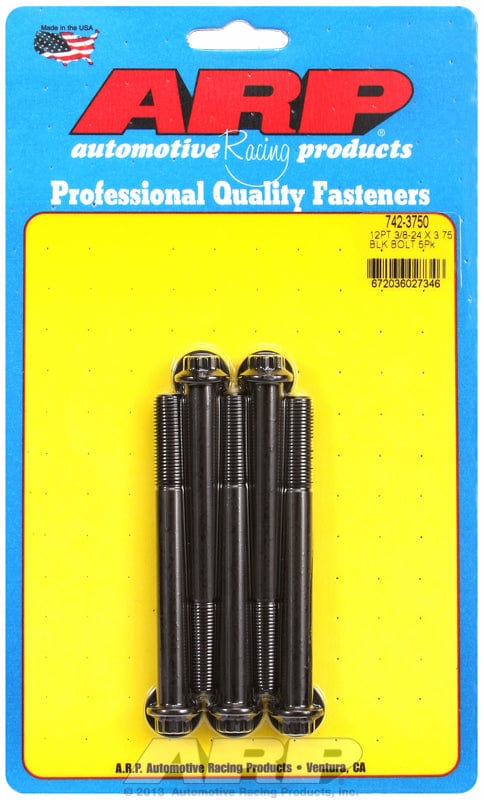 ARP 3/8" UNF x 3.750" UHL With 3/8" Socket Head ARP fasteners 5-Pack Bolt Kit, 12-Point Head Black Oxide AR742-3750 SR