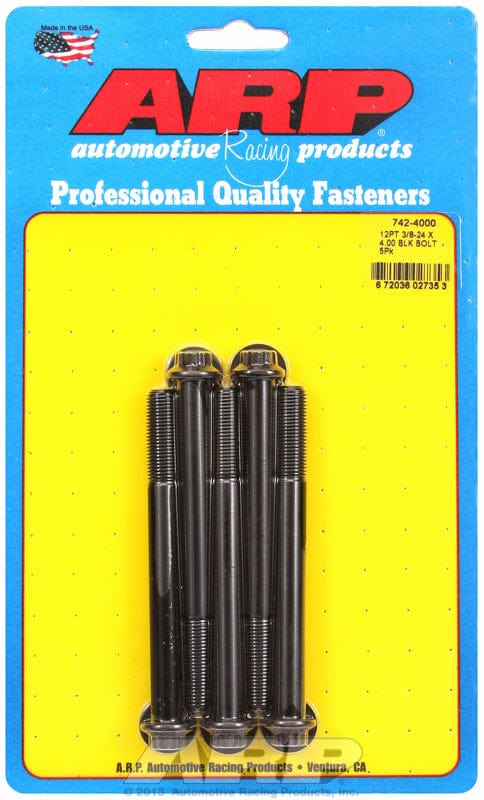 ARP 3/8" UNF x 4.000" UHL With 3/8" Socket Head ARP fasteners 5-Pack Bolt Kit, 12-Point Head Black Oxide AR742-4000 SR