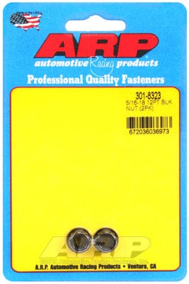 ARP 5/16" UNC Thread, 3/8" Socket (2-Pack) ARP fasteners 12-Point Nut, Chrome Moly Black Oxide AR301-8323 SR