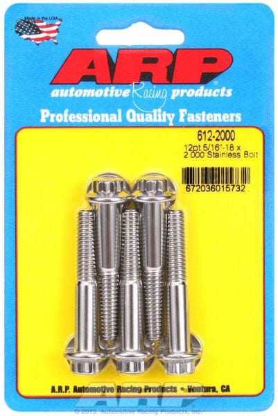 ARP 5/16" UNC x 2.000" UHL With 3/8" Socket Head ARP fasteners 5-Pack Bolt Kit, 12-Point Head S/S AR612-2000 SR