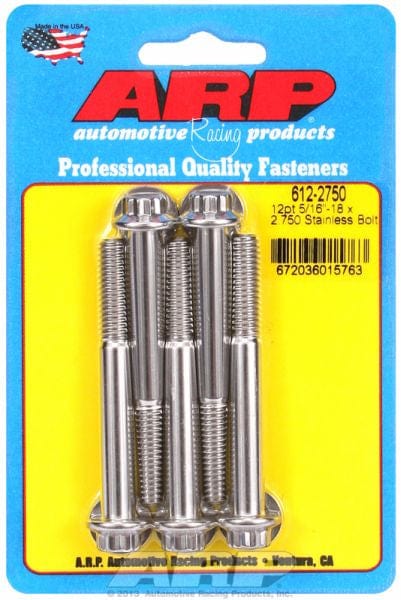 ARP 5/16" UNC x 2.750" UHL With 3/8" Socket Head ARP fasteners 5-Pack Bolt Kit, 12-Point Head S/S AR612-2750 SR