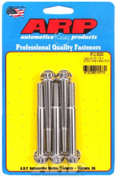 ARP 5/16" UNC x 3.000" UHL With 3/8" Socket Head ARP fasteners 5-Pack Bolt Kit, 12-Point Head S/S AR612-3000 SR
