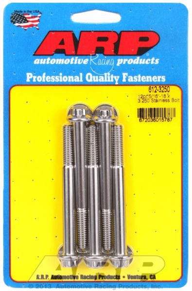 ARP 5/16" UNC x 3.250" UHL With 3/8" Socket Head ARP fasteners 5-Pack Bolt Kit, 12-Point Head S/S AR612-3250 SR