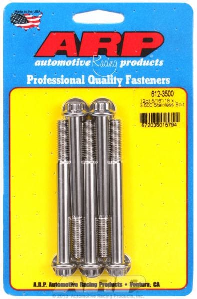 ARP 5/16" UNC x 3.500" UHL With 3/8" Socket Head ARP fasteners 5-Pack Bolt Kit, 12-Point Head S/S AR612-3500 SR