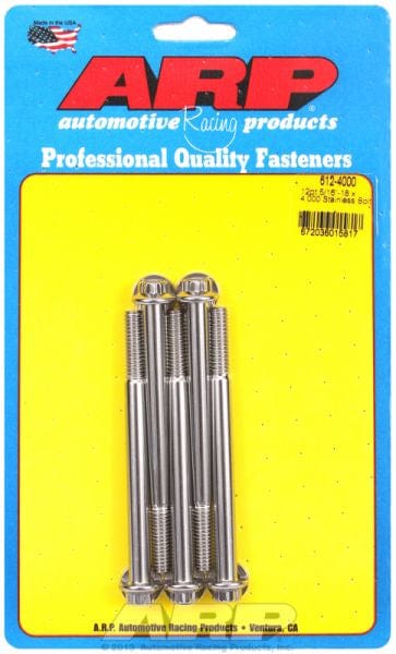 ARP 5/16" UNC x 4.000" UHL With 3/8" Socket Head ARP fasteners 5-Pack Bolt Kit, 12-Point Head S/S AR612-4000 SR