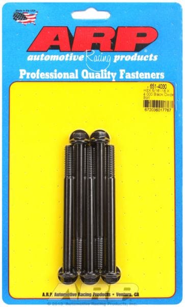 ARP 5/16" UNC x 4.000" UHL With 3/8" Socket Head ARP fasteners 5-Pack Bolt Kit, Hex Head Black Oxide AR651-4000 SR