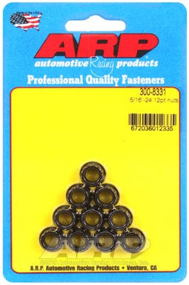 ARP 5/16" UNF Thread, 3/8" Socket (10-Pack) ARP fasteners 12-Point Nut, Chrome Moly Black Oxide AR300-8331 SR