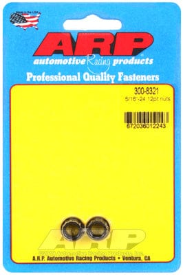 ARP 5/16" UNF Thread, 3/8" Socket (2-Pack) ARP fasteners 12-Point Nut, Chrome Moly Black Oxide AR300-8321 SR