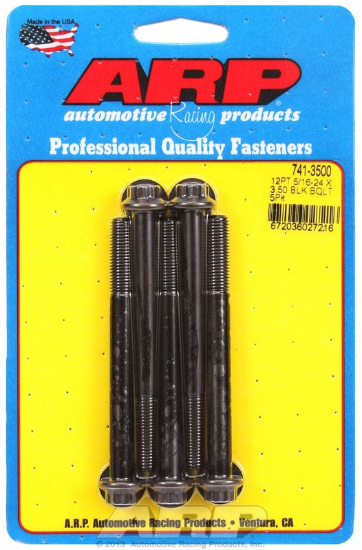 ARP 5/16" UNF x 3.500" UHL With 3/8" Socket Head ARP fasteners 5-Pack Bolt Kit, 12-Point Head Black Oxide AR741-3500 SR