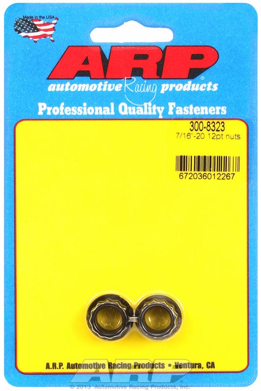 ARP 7/16" UNF Thread, 1/2" Socket (2-Pack) ARP fasteners 12-Point Nut, Chrome Moly Black Oxide AR300-8323 SR