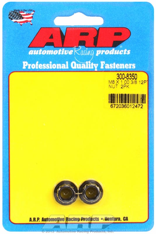 ARP 8mm X 1.00 Thread, 10mm Socket (2-Pack) ARP fasteners 12-Point Nut, Chrome Moly Black Oxide AR300-8350 SR