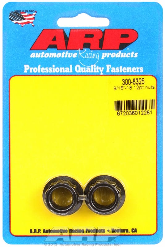 ARP 9/16" UNF Thread, 11/16" Socket (2-Pack) ARP fasteners 12-Point Nut, Chrome Moly Black Oxide AR300-8325 SR