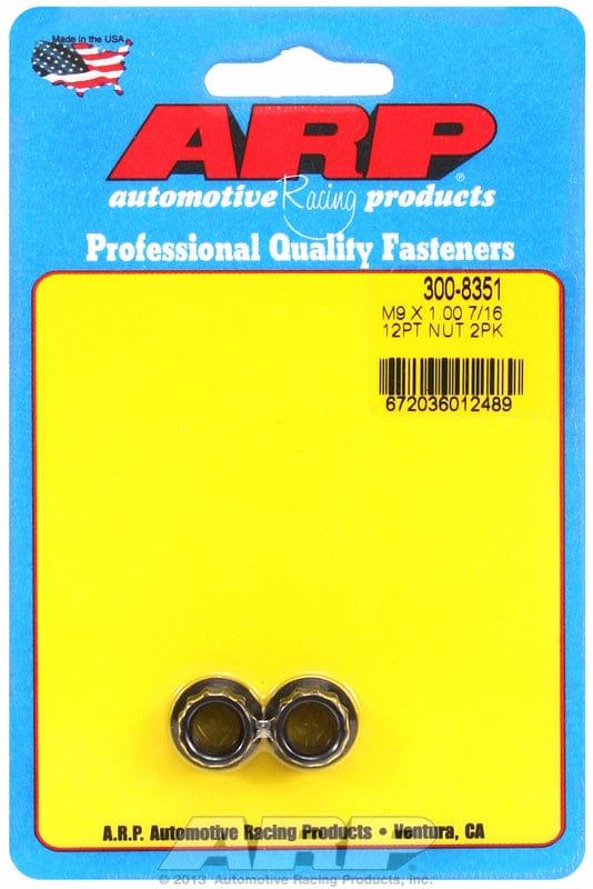 ARP 9mm X 1.00 Thread, 11mm Socket (2-Pack) ARP fasteners 12-Point Nut, Chrome Moly Black Oxide AR300-8351 SR