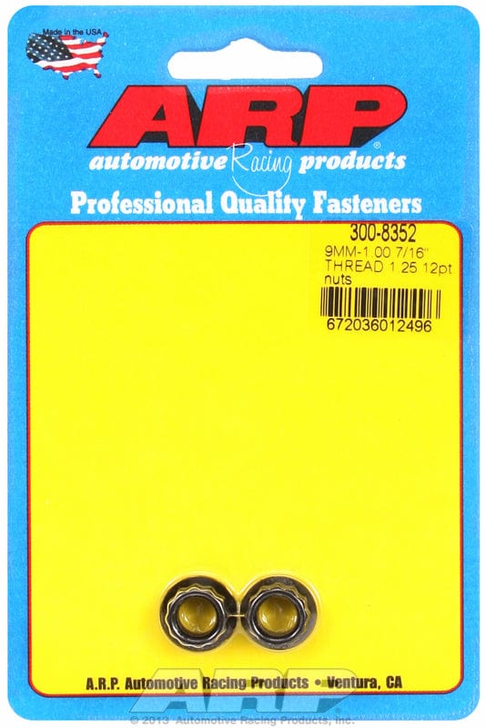 ARP 9mm X 1.25 Thread, 11mm Socket (2-Pack) ARP fasteners 12-Point Nut, Chrome Moly Black Oxide AR300-8352 SR