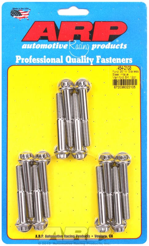 ARP fits 351 Windsor (Uses 3/8" Socket) ARP fasteners Intake Manifold Bolt Kit, 12-Point Head S/S AR454-2103 SR