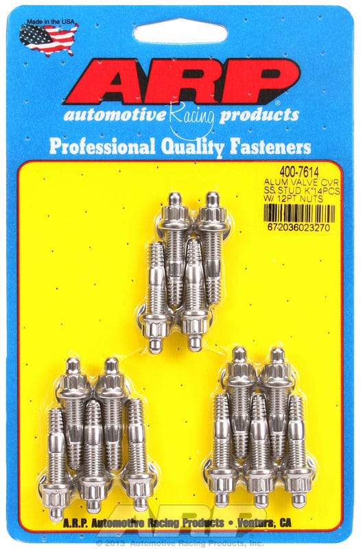 ARP fits Aluminium Valve Covers 1/4-20 Thread x 1.500" OAL (14-Pack) ARP fasteners Valve Cover Stud Kit, 12-Point Nut S/S AR400-7614 SR