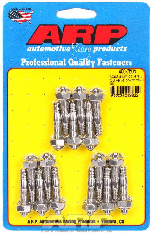 ARP fits Aluminium Valve Covers 1/4-20 Thread x 1.500" OAL (16-Pack) ARP fasteners Valve Cover Stud Kit, Hex Nut S/S AR400-7605 SR