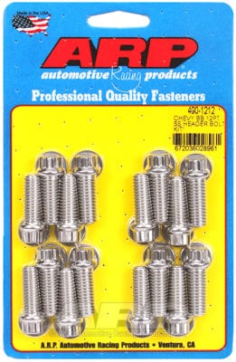 ARP fits BB Chev 3/8" X 1.000" UHL (16 Pack) ARP fasteners Exhaust Header Bolt Kit, 12-Point S/S AR400-1212 SR