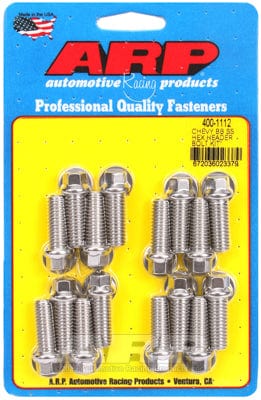 ARP fits BB Chev 3/8" X 1.000" UHL (16 Pack) ARP fasteners Exhaust Header Bolt Kit, Hex Head S/S AR400-1112 SR