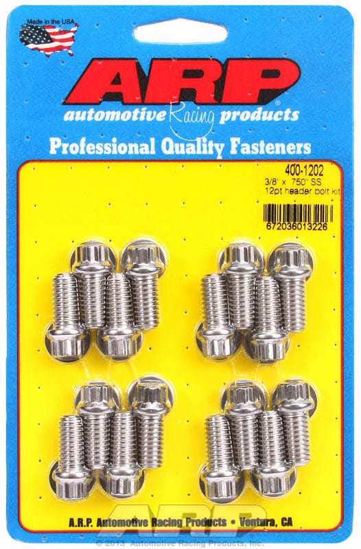 ARP fits BB Chev 3/8" X .750" UHL (16 Pack) ARP fasteners Exhaust Header Bolt Kit, 12-Point S/S AR400-1202 SR