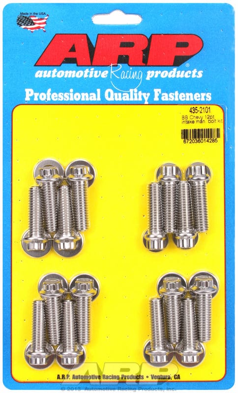 ARP fits BB Chev 396-454, 1.250" UHL ARP fasteners Intake Manifold Bolt Kit, 12-Point Head S/S AR435-2101 SR