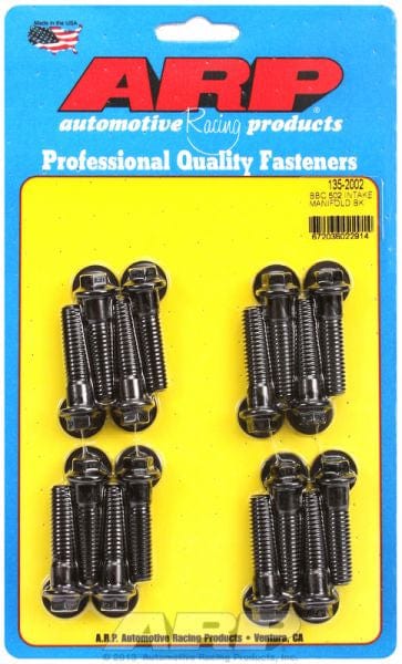 ARP fits BB Chev 502, 1.500" UHL ARP fasteners Intake Manifold Bolt Kit, Hex Head Black Oxide AR135-2002 SR