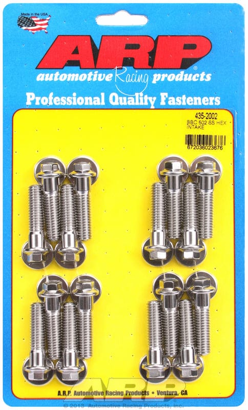 ARP fits BB Chev 502, 1.500" UHL ARP fasteners Intake Manifold Bolt Kit, Hex Head S/S AR435-2002 SR