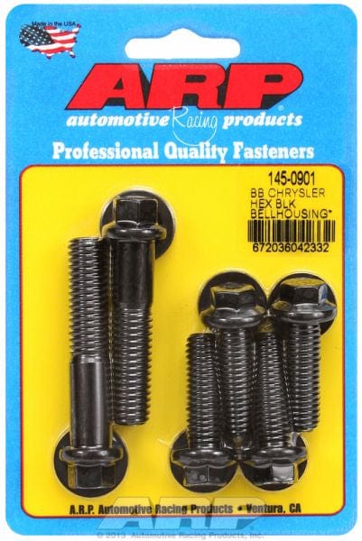 ARP fits BB Chrysler 383-440, Black Oxide, Hex Head ARP fasteners Bellhousing To Engine Block Bolt Kit AR145-0901 SR