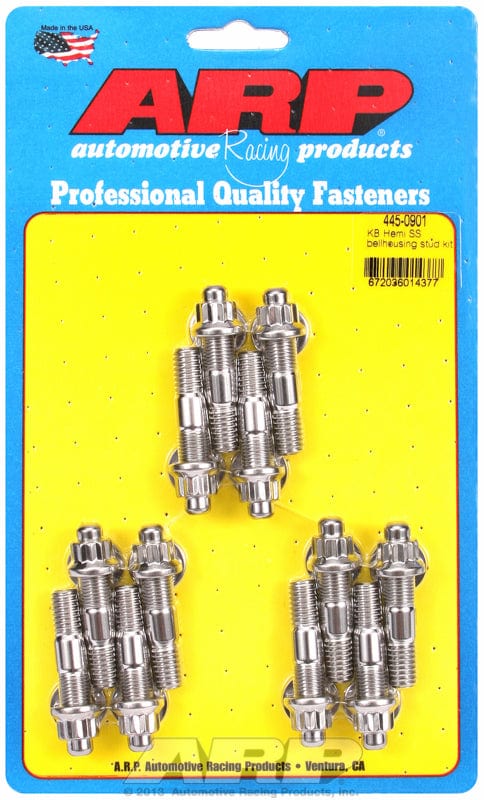 ARP fits Chev, Chrysler KB Hemi, 3/8" Thread x 2.000" OAL ARP fasteners Bellhousing Stud Kit, 12-Point S/S AR445-0901 SR