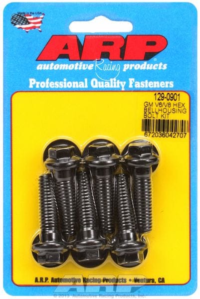 ARP fits Chev V6-V8, Black Oxide, Hex Head, 3/8-16, 1.375" UHL ARP fasteners Bellhousing To Engine Block Bolt Kit AR129-0901 SR