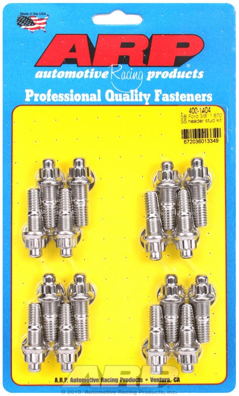 ARP fits Ford 3/8" Thread x 1.670" OAL (16 Piece) ARP fasteners Exhaust Header Stud Kit, 12-Point S/S AR400-1404 SR