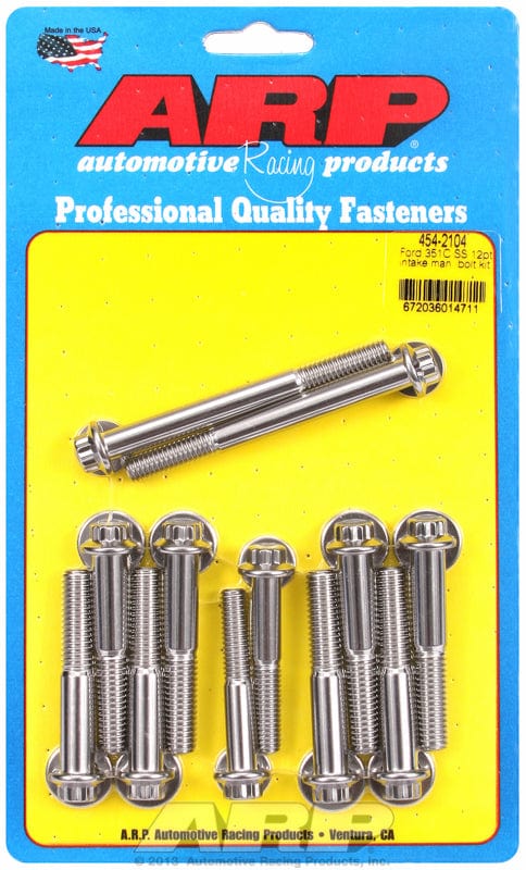 ARP fits Ford 302-351 Cleveland & 351-400M ARP fasteners Intake Manifold Bolt Kit, 12-Point Head S/S AR454-2104 SR