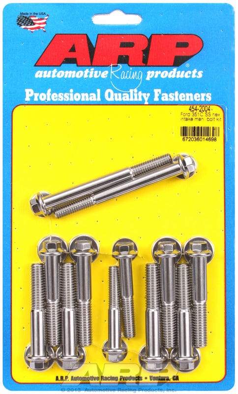 ARP fits Ford 302-351 Cleveland & 351-400M ARP fasteners Intake Manifold Bolt Kit, Hex Head S/S AR454-2004 SR