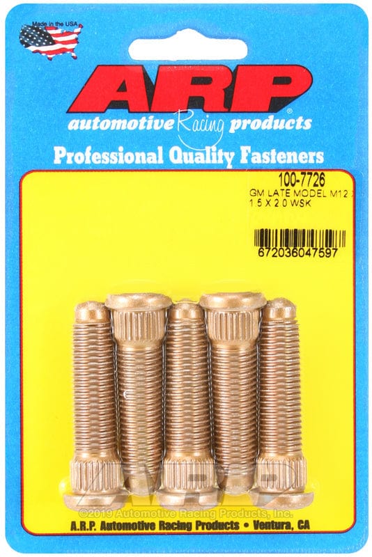 ARP fits GM Camaro, Firebird & Corvette, M12 x 1.50, 2" UHL (5 Pack) ARP fasteners Competition Wheel Studs AR100-7726 SR