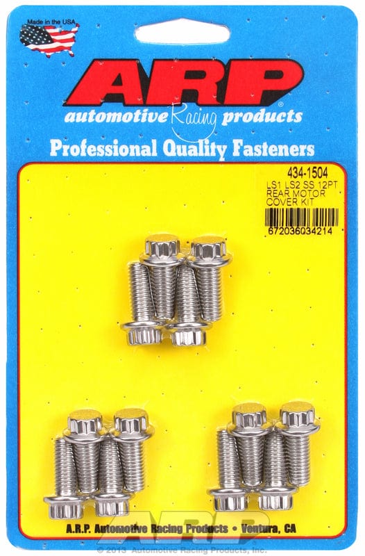 ARP fits GM LS Series ARP fasteners Rear Motor Cover Bolt Kit, 12-Point Head S/S AR434-1504 SR