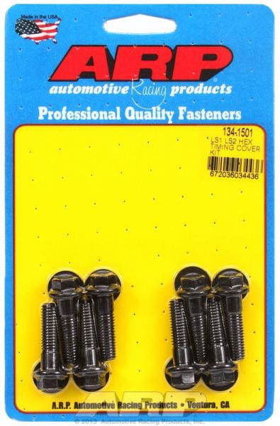 ARP fits GM LS Series ARP fasteners Timing Cover Bolt Kit, Hex Head Black Oxide AR134-1501 SR