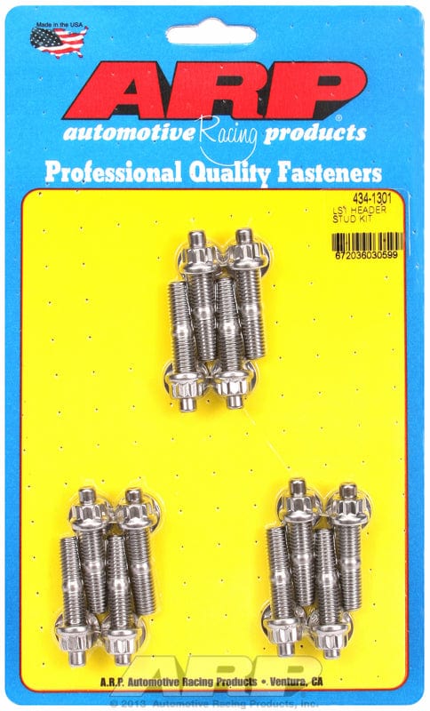 ARP fits GM LS Series M8 X 1.750" OAL (12 Pack) 3/8" Wide Header Flange ARP fasteners Exhaust Header Stud Kit, 12-Point Nut S/S AR434-1301 SR
