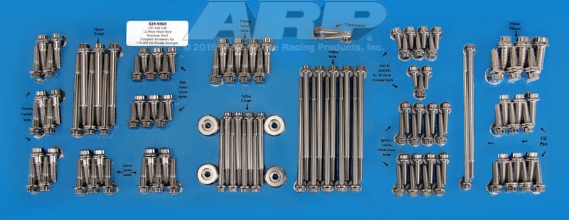 ARP fits GM LS Series With Or Without Header ARP fasteners Engine Accessory Bolt Kit, 12-Point S/S AR534-9505 SR