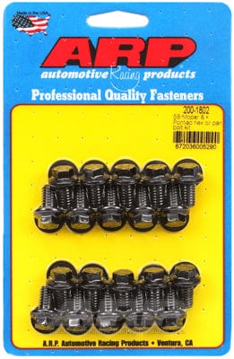 ARP fits Pontiac 350-455 & SB Chrysler 318-340-360 Wedge & 318-360 Magnum ARP fasteners Oil Pan Bolt Kit, Hex Head Black Oxide AR200-1802 SR