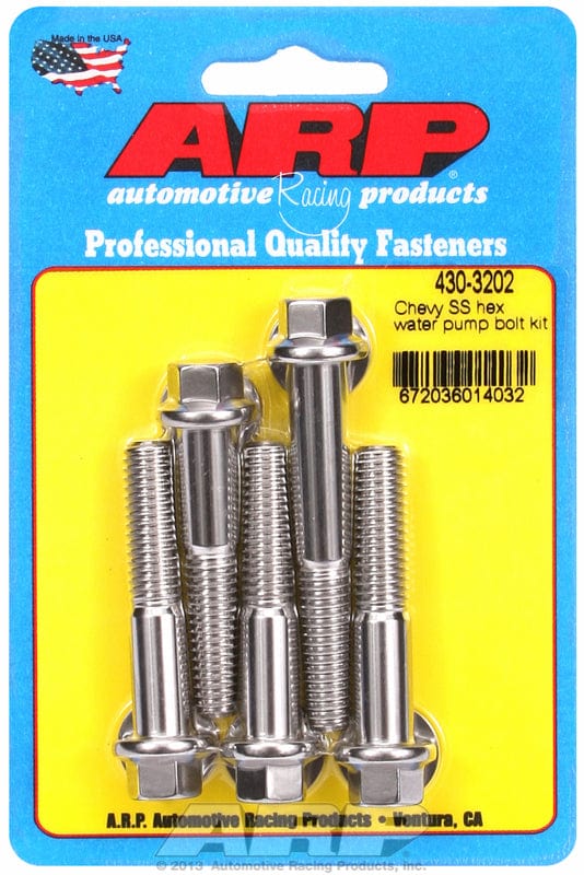 ARP fits SB/BB Chev With Long Water Pump ARP fasteners Water Pump Bolt Kit, Hex Head S/S AR430-3202 SR